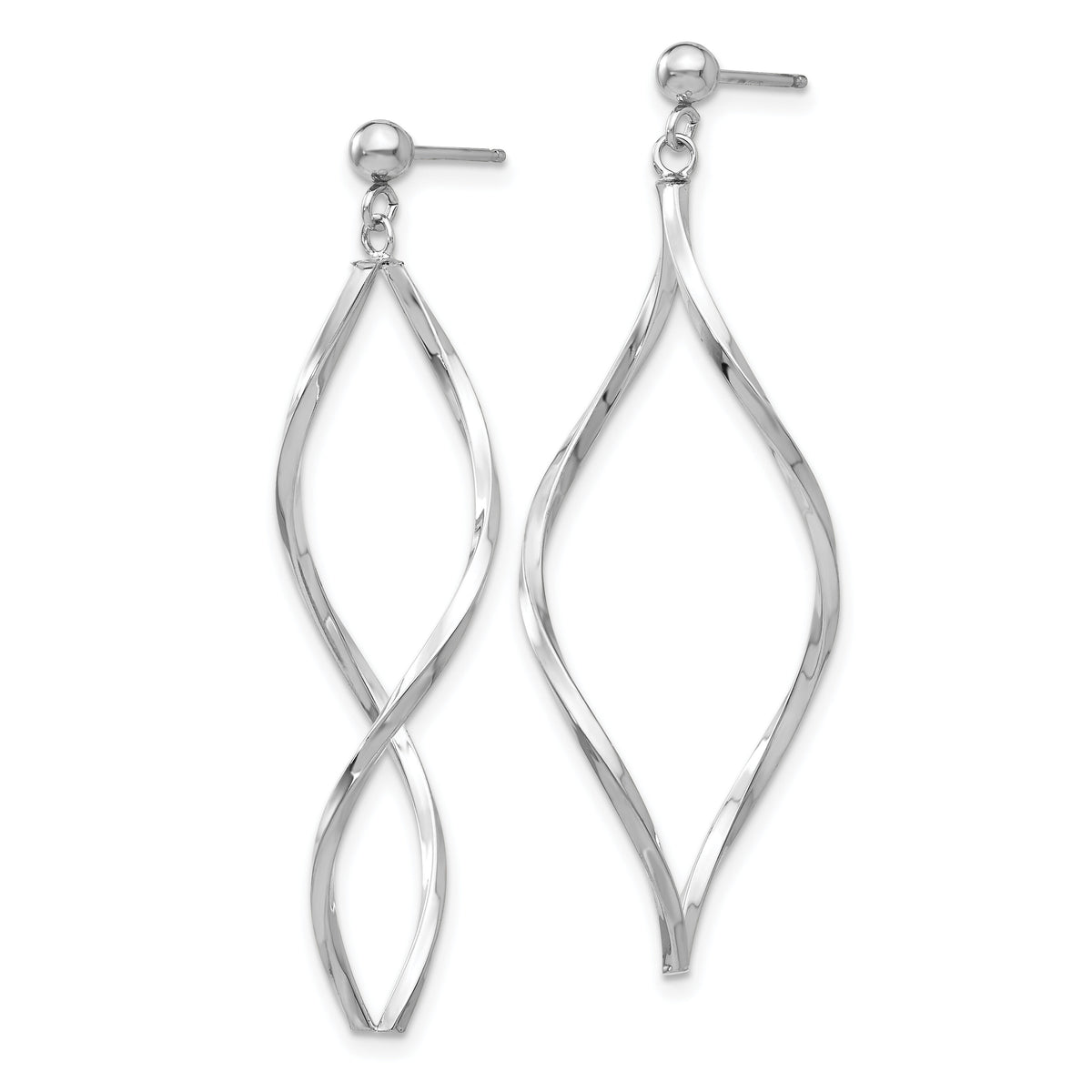 14k White Gold Twisted Post Dangle Earrings-YE1514