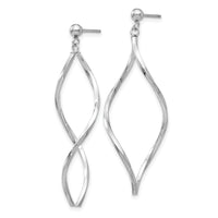 14k White Gold Twisted Post Dangle Earrings-YE1514