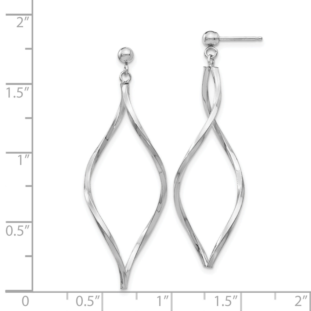 14k White Gold Twisted Post Dangle Earrings-YE1514