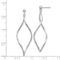 14k White Gold Twisted Post Dangle Earrings-YE1514