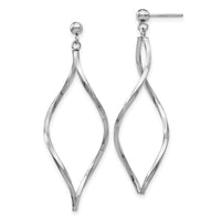 14k White Gold Twisted Post Dangle Earrings-YE1514