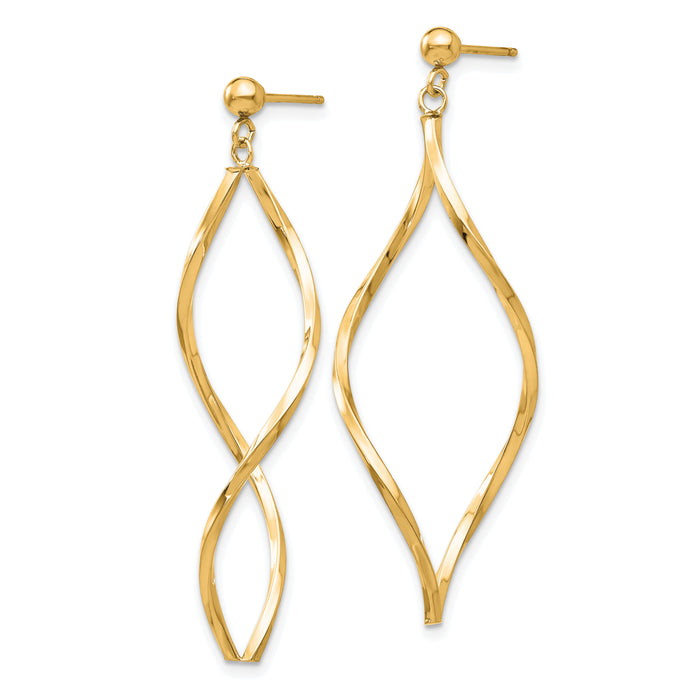 14k Twisted Post Dangle Earrings-YE1514Y