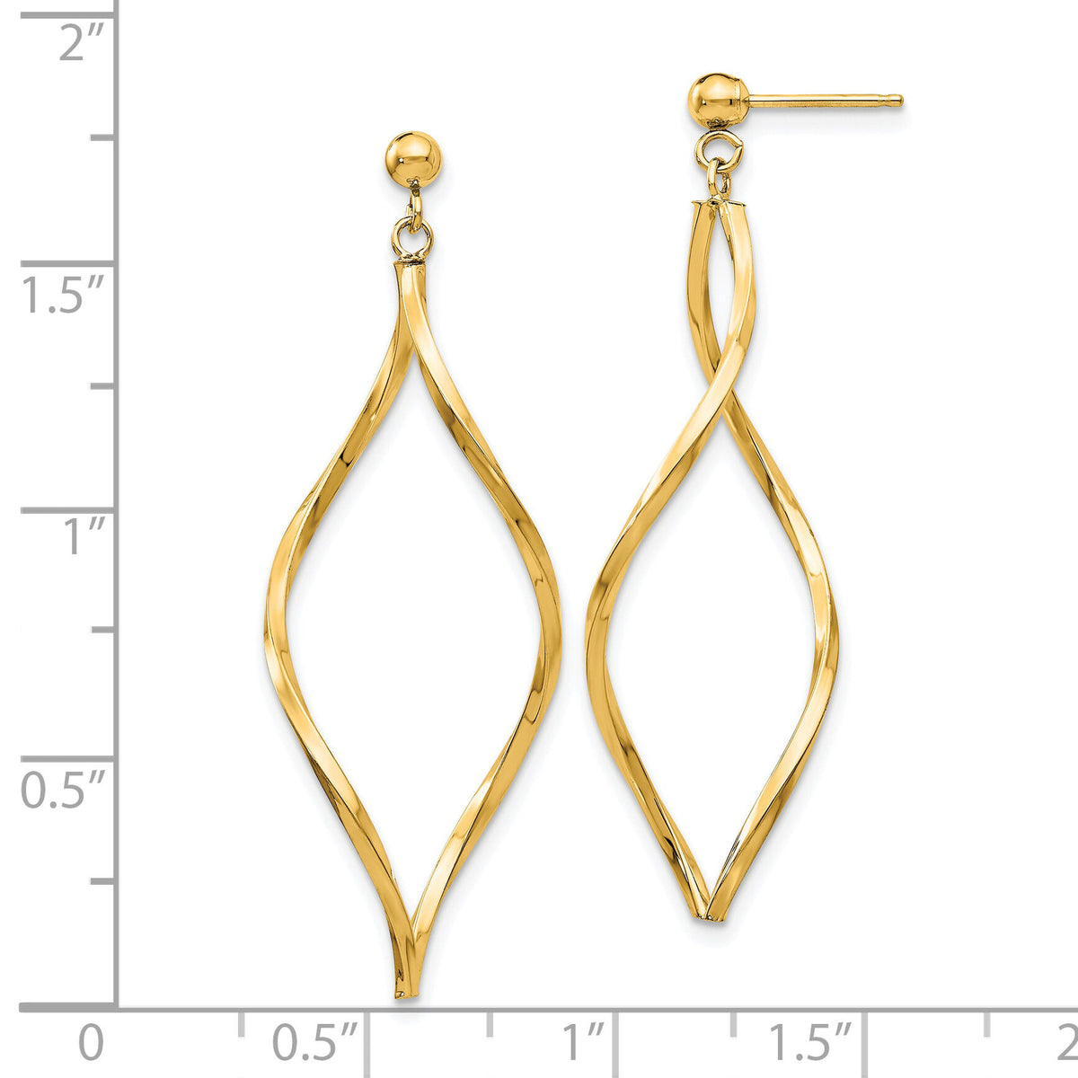 14k Twisted Post Dangle Earrings-YE1514Y