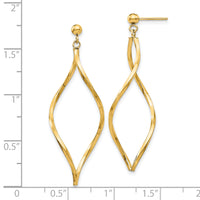 14k Twisted Post Dangle Earrings-YE1514Y
