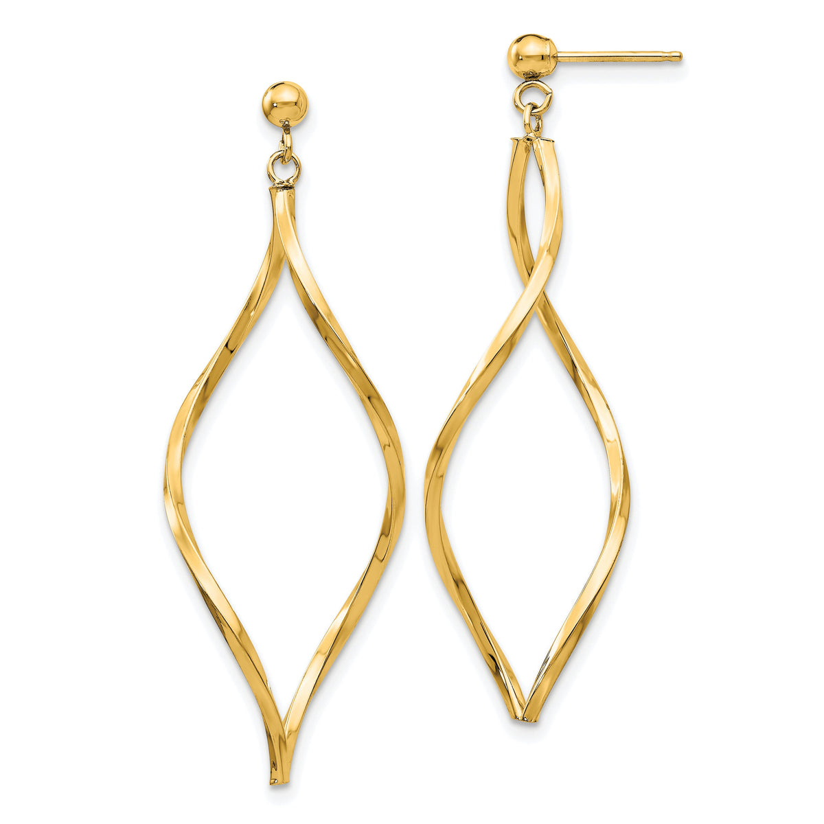 14k Twisted Post Dangle Earrings-YE1514Y