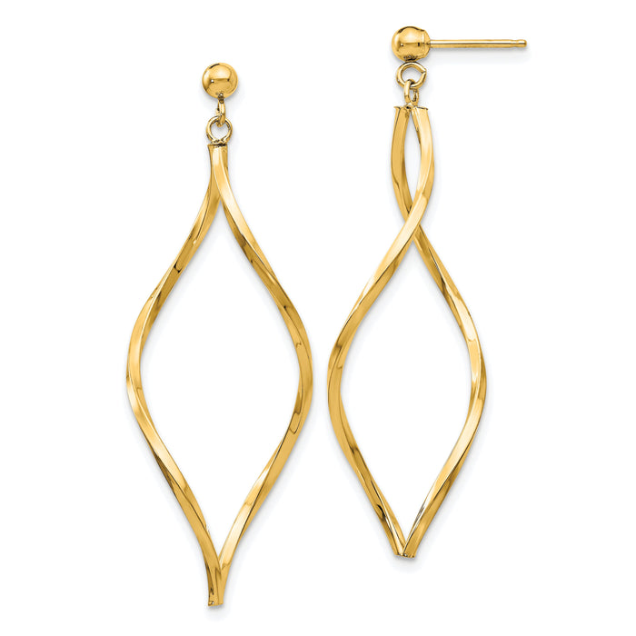 14k Twisted Post Dangle Earrings-YE1514Y