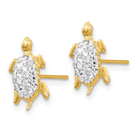14k Crystal White Turtle Post Earrings-YE1543