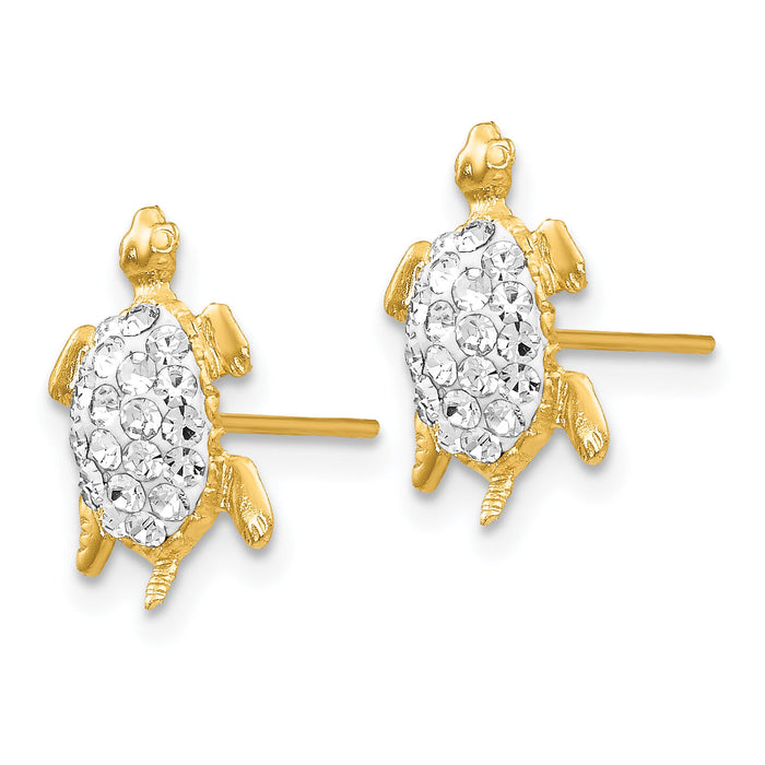 14k Crystal White Turtle Post Earrings-YE1543