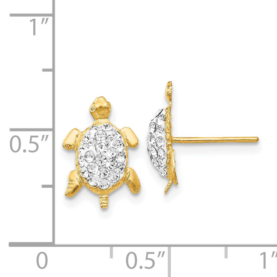 14k Crystal White Turtle Post Earrings-YE1543