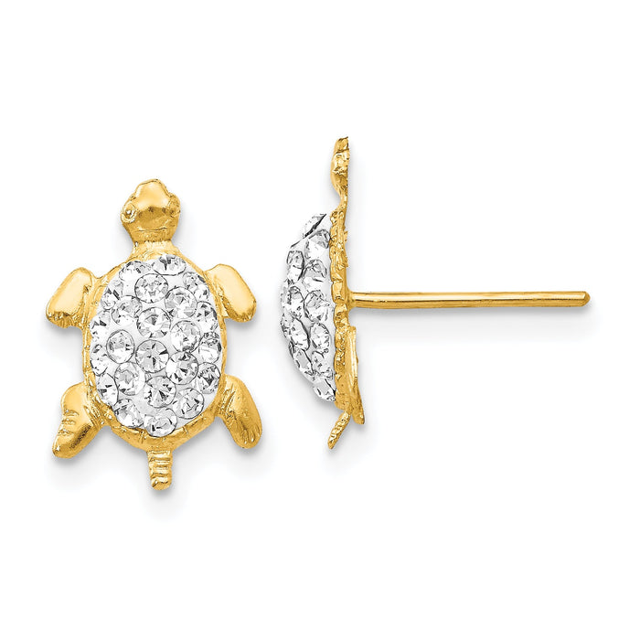 14k Crystal White Turtle Post Earrings-YE1543