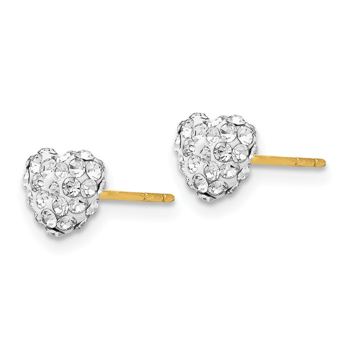 14K Post 6mm Crystal Heart Post Stud Earrings-YE1547
