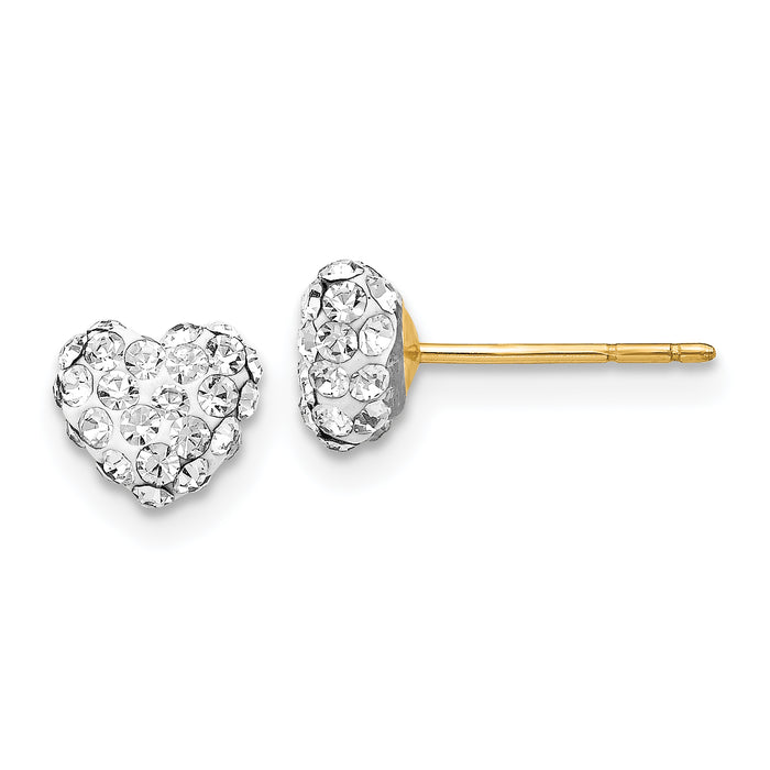14K Post 6mm Crystal Heart Post Stud Earrings-YE1547