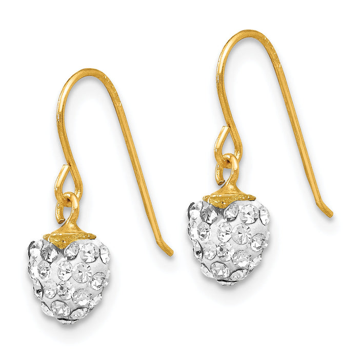 14k Crystal Heart Dangle Earrings-YE1555