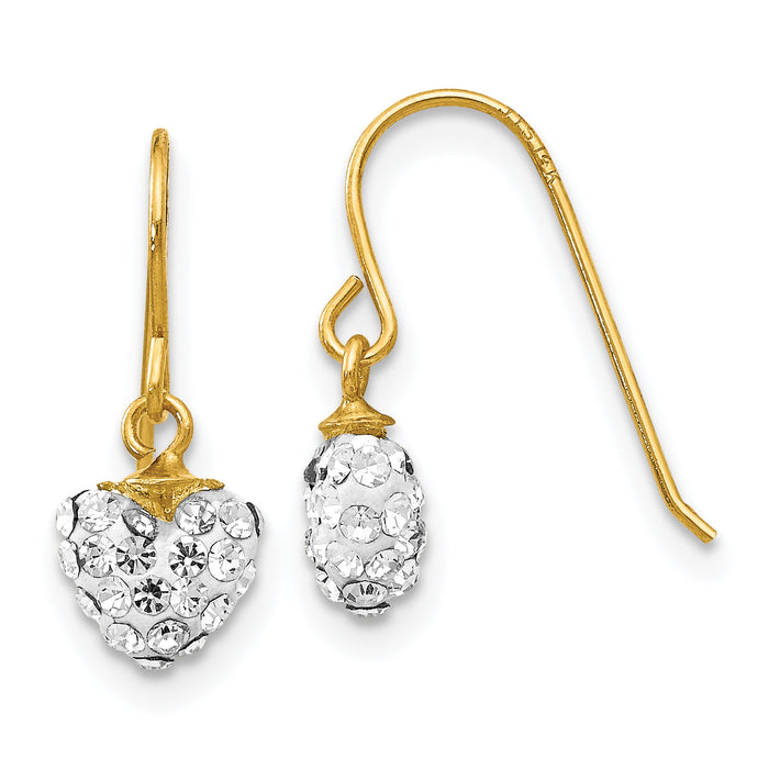 14k Crystal Heart Dangle Earrings-YE1555