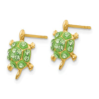 14k Light Green Crystal Turtle Post Earrings-YE1603