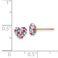 14k Multi-colored Crystal 6mm Heart Post Earrings-YE1610
