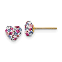 14k Multi-colored Crystal 6mm Heart Post Earrings-YE1610