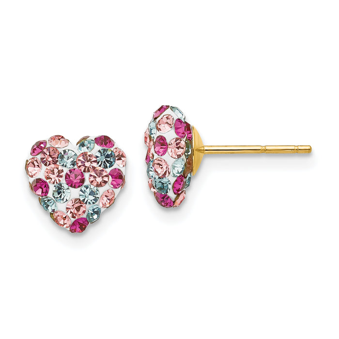 14K Post Multi-colored 8mm Crystal Heart Earrings-YE1611