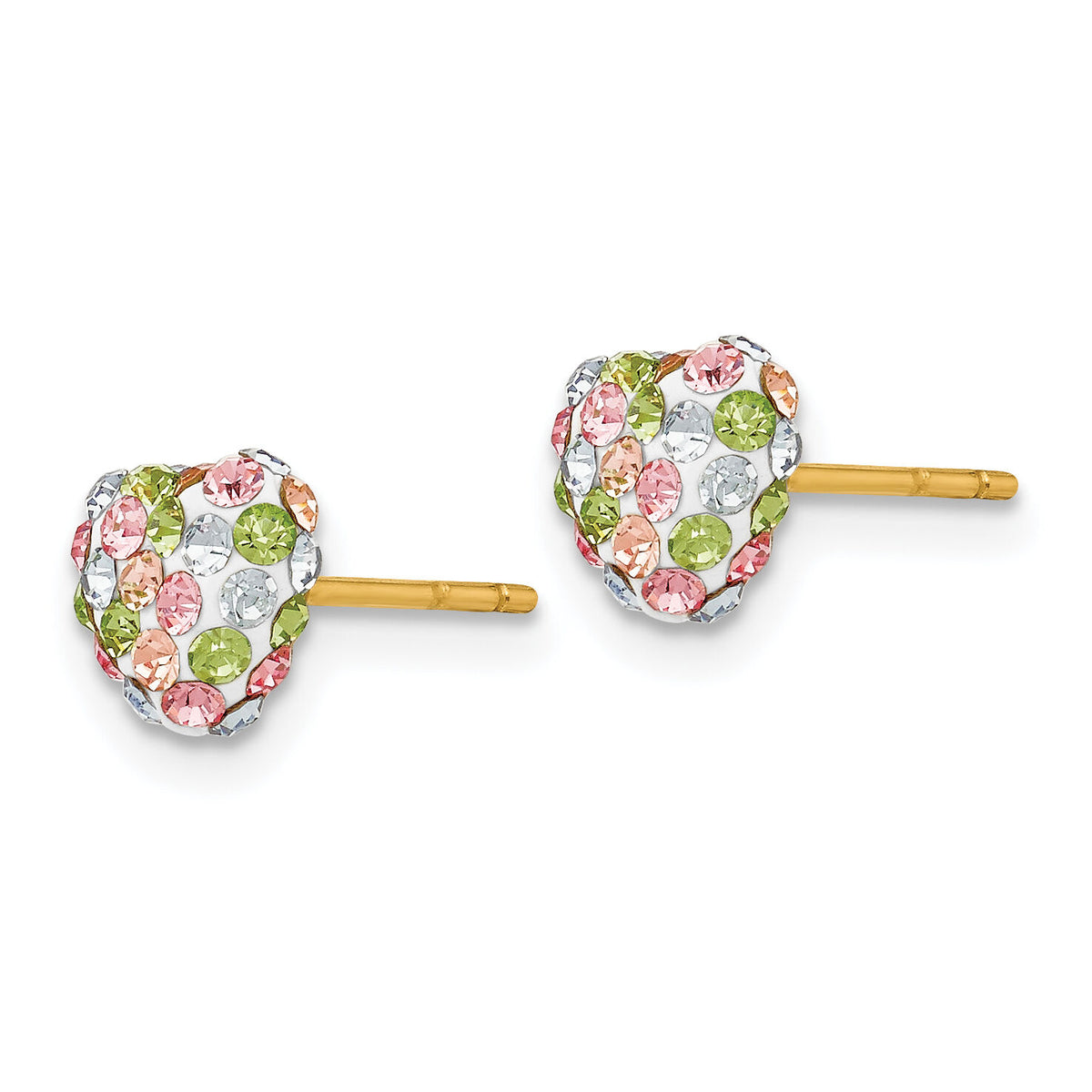 14k Pastel Multi-colored Crystal 6mm Heart Post Earrings-YE1613