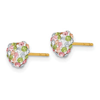 14k Pastel Multi-colored Crystal 6mm Heart Post Earrings-YE1613