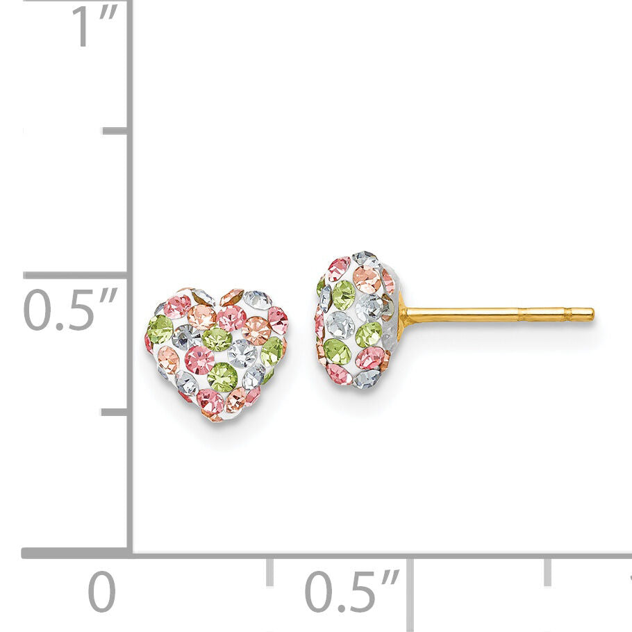 14k Pastel Multi-colored Crystal 6mm Heart Post Earrings-YE1613