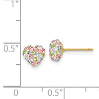 14k Pastel Multi-colored Crystal 6mm Heart Post Earrings-YE1613