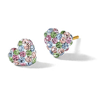 14k Pastel Multi-colored Crystal 6mm Heart Post Earrings-YE1613