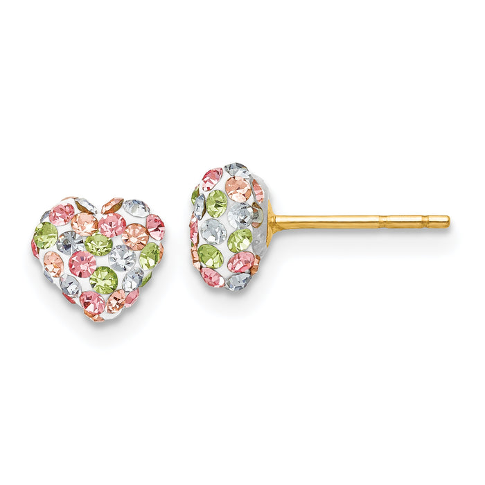 14k Pastel Multi-colored Crystal 6mm Heart Post Earrings-YE1613