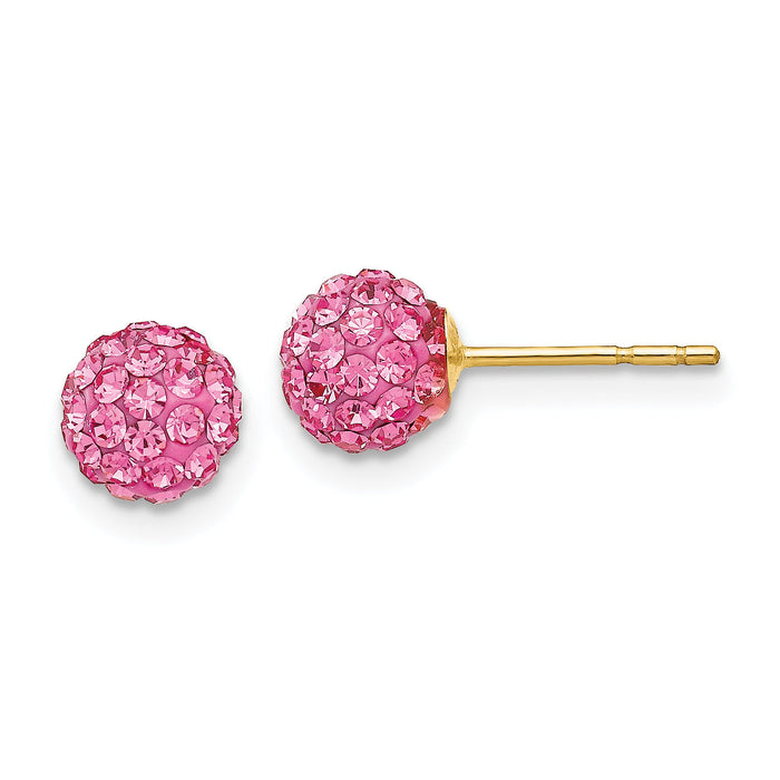 14k Rose Crystal 6mm Post Earrings-YE1618