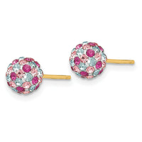 14k Post Multi-colored Crystals 6mm Ball Earrings-YE1621