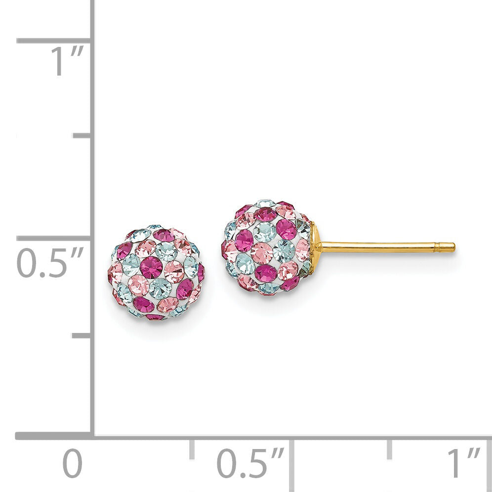 14k Post Multi-colored Crystals 6mm Ball Earrings-YE1621