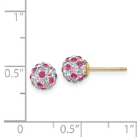 14k Post Multi-colored Crystals 6mm Ball Earrings-YE1621