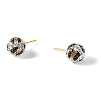 14k 8mm Post Leopard Pattern White Black Yellow Crystal Earrings-YE1623