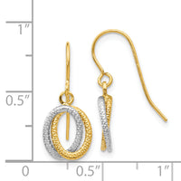 14k Two-tone Textured Fancy Dangle Earrings-YE1661