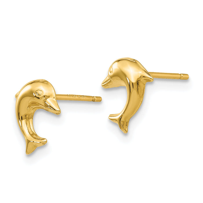 14k Small Dolphin Post Earrings-YE1668