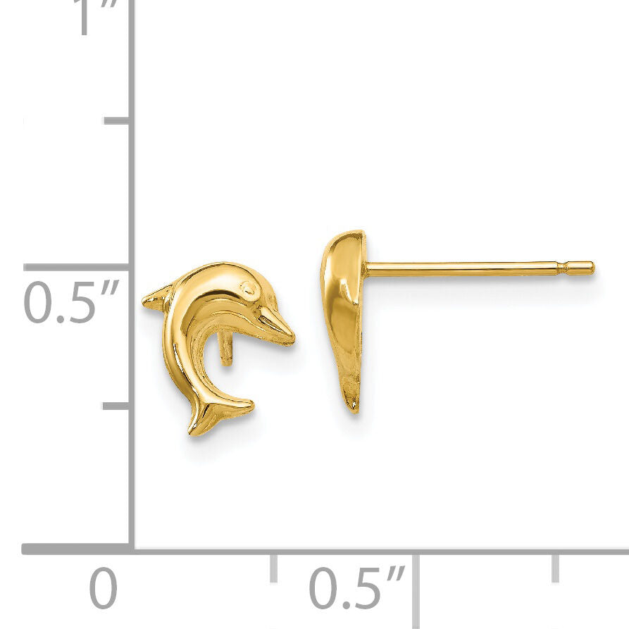 14k Small Dolphin Post Earrings-YE1668