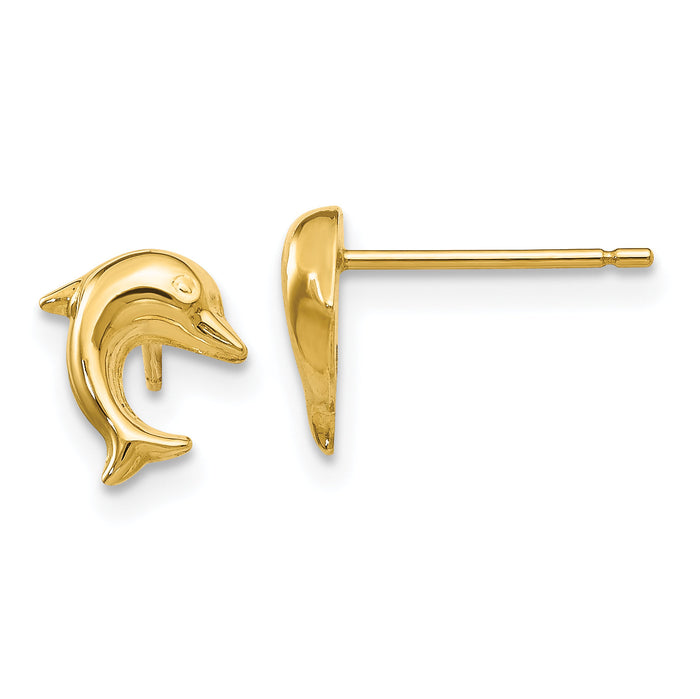 14k Small Dolphin Post Earrings-YE1668