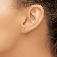 14K Yellow Gold Polished Cross Post Earrings-YE1675