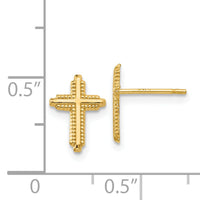 14K Yellow Gold Polished Cross Post Earrings-YE1675