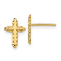 14K Yellow Gold Polished Cross Post Earrings-YE1675
