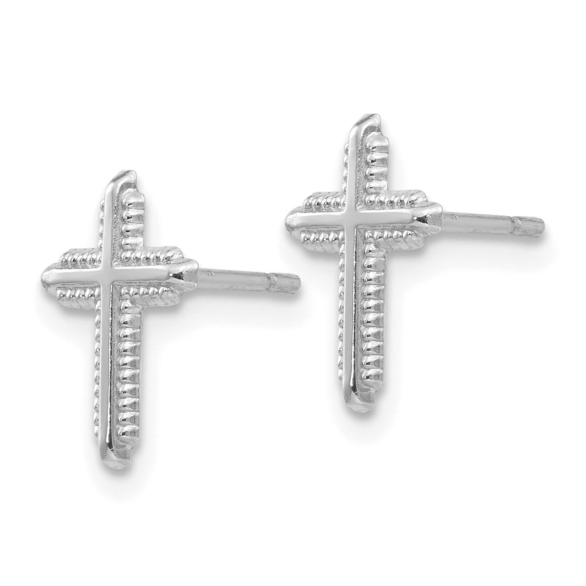 14K White Gold Polished Cross Post Earrings-YE1676