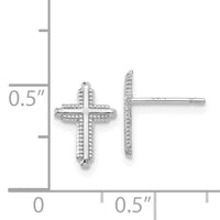 14K White Gold Polished Cross Post Earrings-YE1676