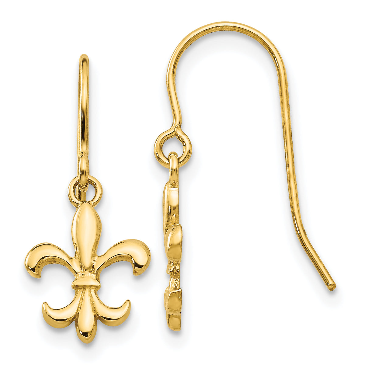 14k Fleur de lis Dangle Earrings-YE1677