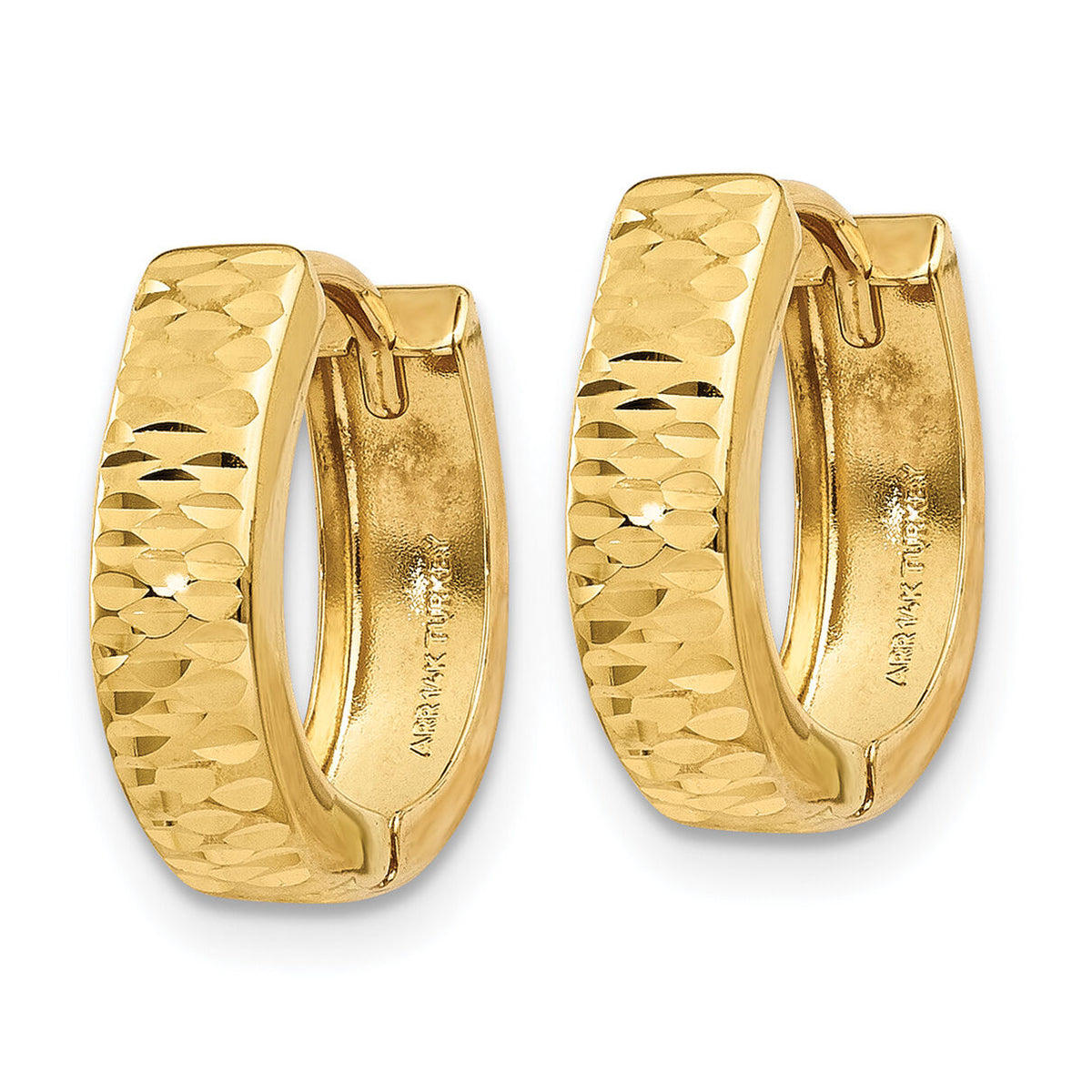 14K Gold Textured and Polished Hinged Hoop Earrings-YE1678