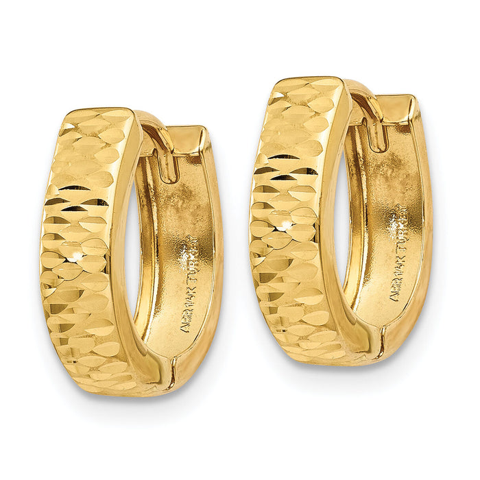 14K Gold Textured and Polished Hinged Hoop Earrings-YE1678