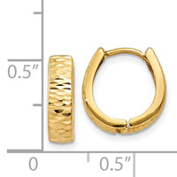 14K Gold Textured and Polished Hinged Hoop Earrings-YE1678