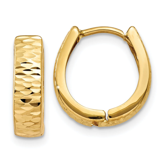 14K Gold Textured and Polished Hinged Hoop Earrings-YE1678
