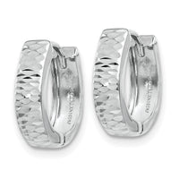 14K White Gold Textured and Polished Hinged Hoop Earrings-YE1679