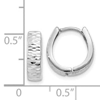 14K White Gold Textured and Polished Hinged Hoop Earrings-YE1679