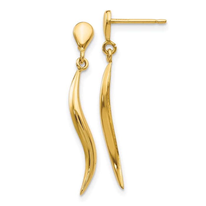 14k Polished Fancy Dangle Post Earrings-YE1686